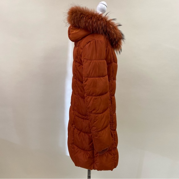 Olanmear Terracotta Color Puffer Jacket With Detachable Hood Fur Size 2XL - Picture 3 of 14